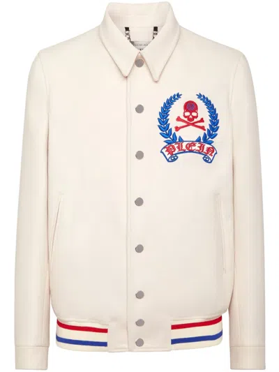 Philipp Plein Skull-embroidered Shirt Jacket In White