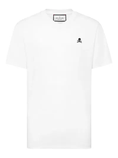 Philipp Plein Skull-embroidered T-shirt In White