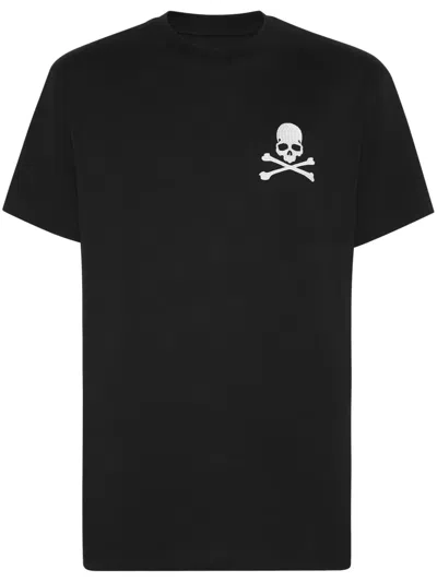 Philipp Plein Skull-embroidery Cotton T-shirt In Black