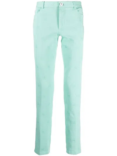 Philipp Plein Skull Embroidery Straight-leg Trousers In Blau