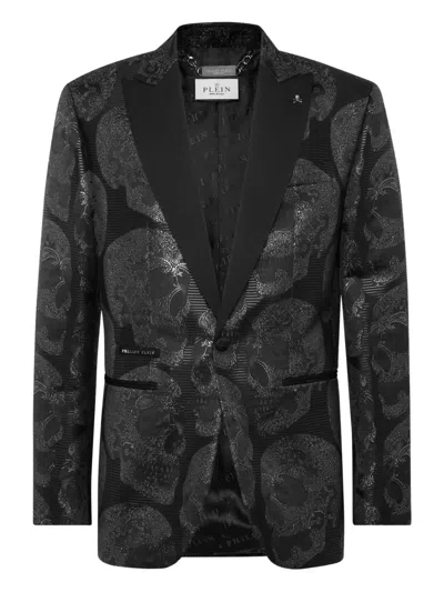 Philipp Plein Skull Jacquard Blazer In Black