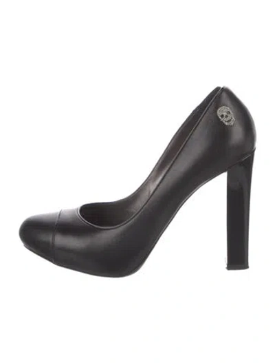 Pre-owned Philipp Plein Skull Leather Pumps In Black