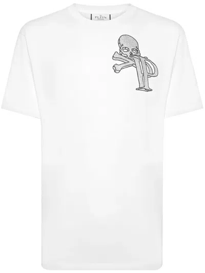 Philipp Plein Skull Logo Cotton T-shirt In White