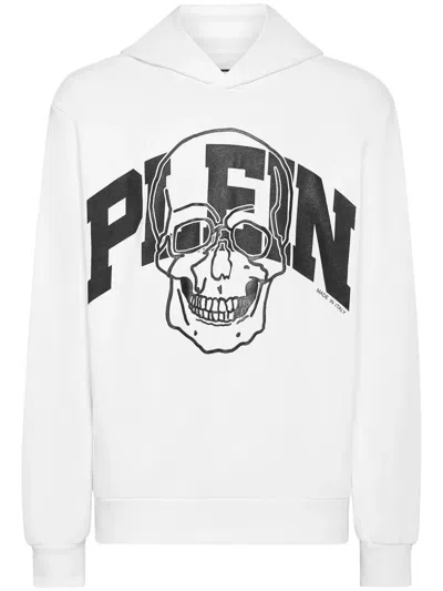 Philipp Plein Skull Logo-print Cotton Hoodie In White