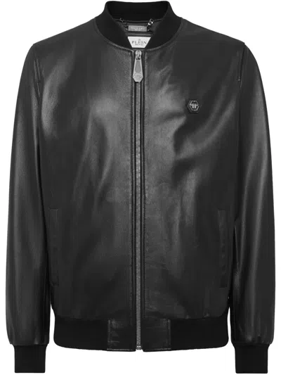 Philipp Plein Skull-motif Leather Jacket In Black