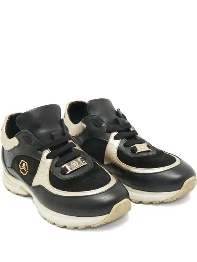 Pre-owned Philipp Plein Skull-motif Leather Low-top Sneakers In Black