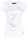 Philipp Plein Skull Motif Rhinestone-embellished T-shirt In Weiss