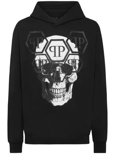 Philipp Plein Skull-print Cotton Hoodie In Black
