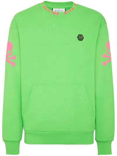 Philipp Plein Skull-print Cotton Sweatshirt In Green