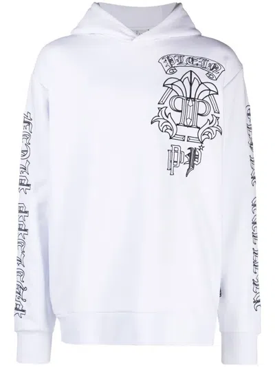 Philipp Plein Hoodie Mit Totenkopf-print In White