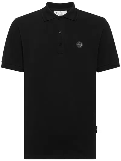 Philipp Plein Skull-print Rhinestone-embellished Polo Shirt In Black