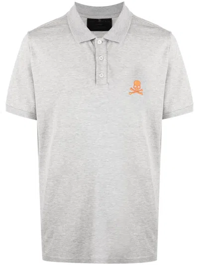 Philipp Plein Skull-print Short-sleeved Polo Shirt In Grau