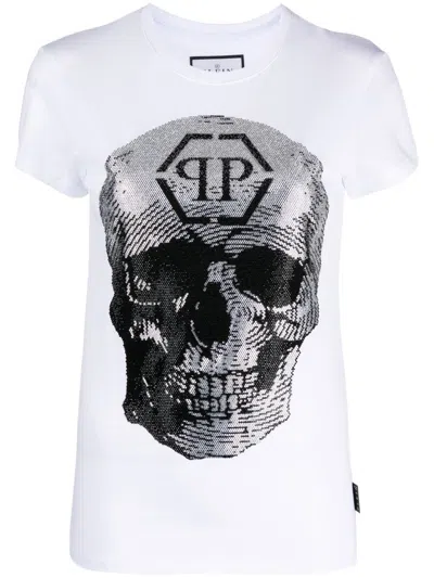 Philipp Plein Skull Print T-shirt In Weiss