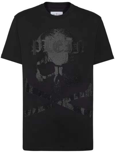 Philipp Plein Skull-rhinestone Cotton T-shirt In 黑色