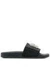 Philipp Plein Skull Strass Pool Slides In Schwarz