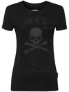 Philipp Plein Skull-strass Round-neck T-shirt In Black