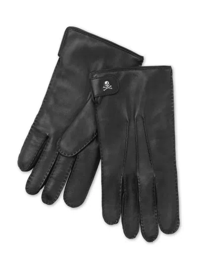 Philipp Plein Skull-appliqué Leather Gloves In Black