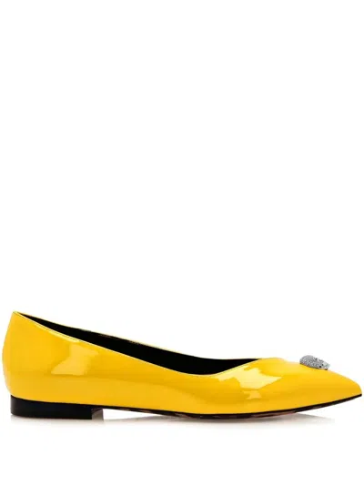 Philipp Plein Skull-charm Ballet Pumps In Yellow