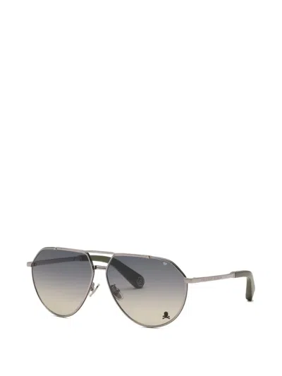 Philipp Plein Skull-motif Pilot Sunglasses In Transparent