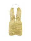 Philipp Plein 스컬 피어싱 주름 미니 드레스 In Yellow
