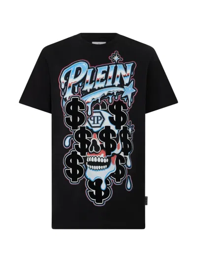 Philipp Plein Skull-print Crystal-embellished T-shirt In Black