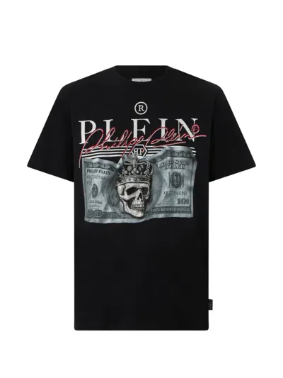 Philipp Plein Skull-print Rhinestone-embellished T-shirt In Black