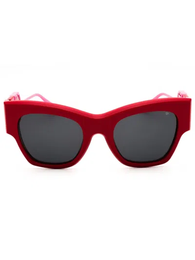 Philipp Plein Sleek Cat Eye Women's Sunglasses - Spp120m In Red