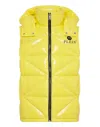 Philipp Plein Sleeveless Quilted Down Jacket Hexagon In Yellow