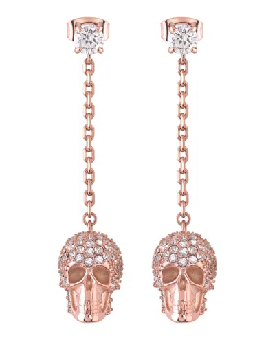 Philipp Plein Sliding $kull Crystal Dangle Earrings In Multi