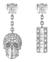 Philipp Plein Sliding $kull Crystal Dangle Earrings In Silver