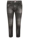 Philipp Plein Distressed Skinny Jeans In Gray