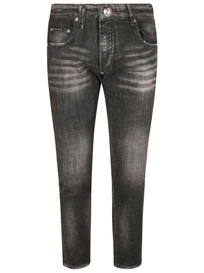 Philipp Plein Distressed Skinny Jeans In Gray