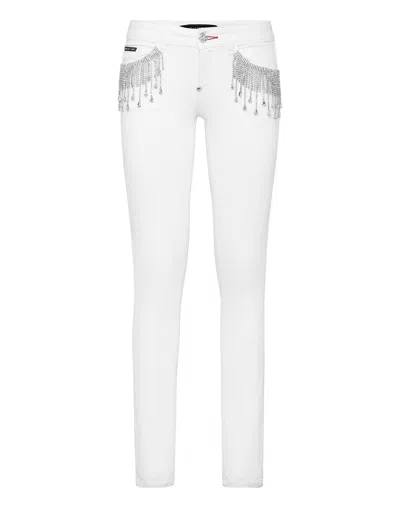 Philipp Plein Slim Fit Fringe In White