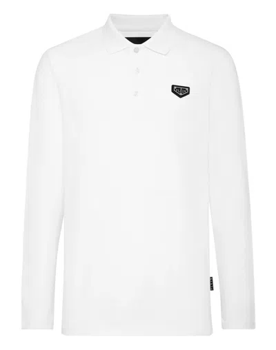 Philipp Plein Slim Fit Long-sleeve Polo In White