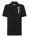 Philipp Plein Slim Fit Polo Shirt Ss Hawaii In Black