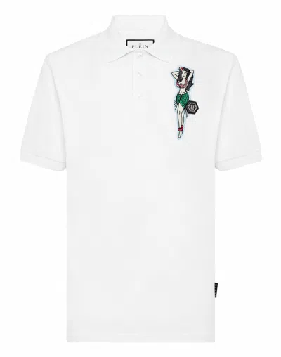 Philipp Plein Slim Fit Polo Shirt Ss Hawaii In White
