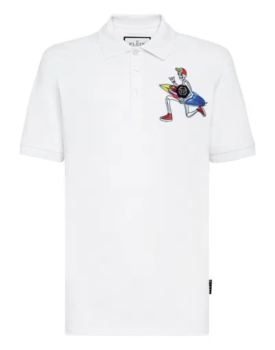Philipp Plein Slim Fit Polo Shirt Ss Hawaii In White