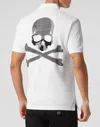 Philipp Plein Slim Fit Polo Shirt Ss Skull & Bones In White