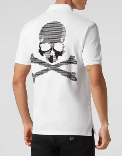 Philipp Plein Slim Fit Polo Shirt Ss Skull & Bones In White
