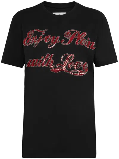 Philipp Plein Slogan-print Cotton T-shirt In Black