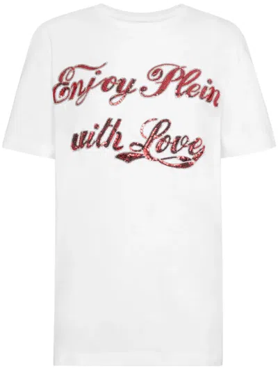 Philipp Plein Slogan-print Cotton T-shirt In White