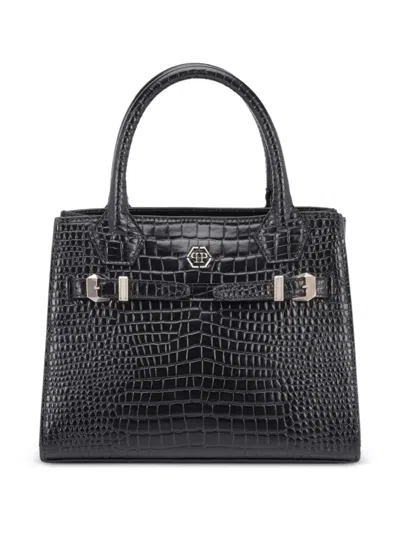 Philipp Plein Kleine Tote Bag Mit Kroko-effekt In Black