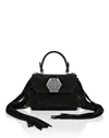 Philipp Plein Small Handle Bag Superheroine Crystals In Black