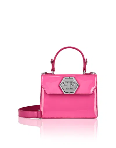 Philipp Plein Logo-plaque Patent-leather Handbag In Fucsia