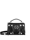 Philipp Plein Small Hexagon Leather Tote Bag In Black