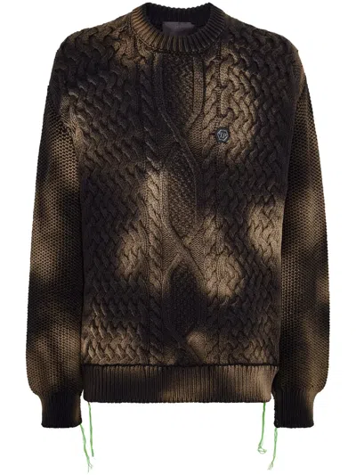 Philipp Plein Smile-embroidered Tie-dye Jumper In Black