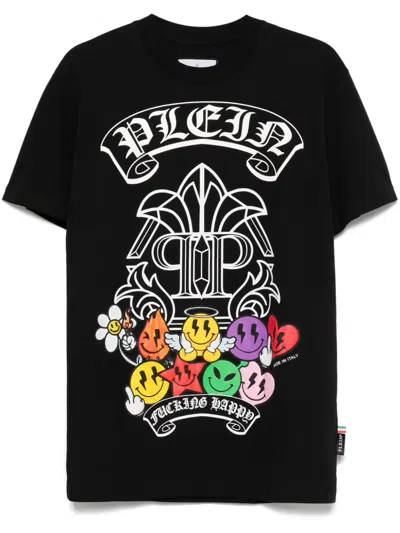 Philipp Plein Smile-print Shortsleeved T-shirt In Black