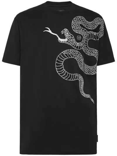 PHILIPP PLEIN SNAKE-EMBELLISHED T-SHIRT