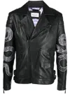 Philipp Plein Snake-print Biker Jacket In Black