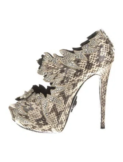 Pre-owned Philipp Plein Snakeskin Animal Print Pumps In Multi